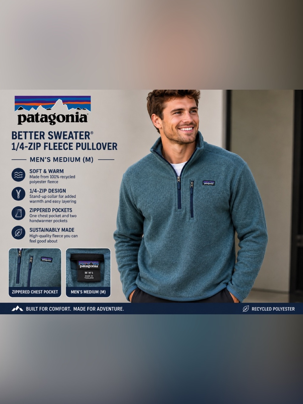 Patagonia Men's Teal Half-Zip Fleece Pullover